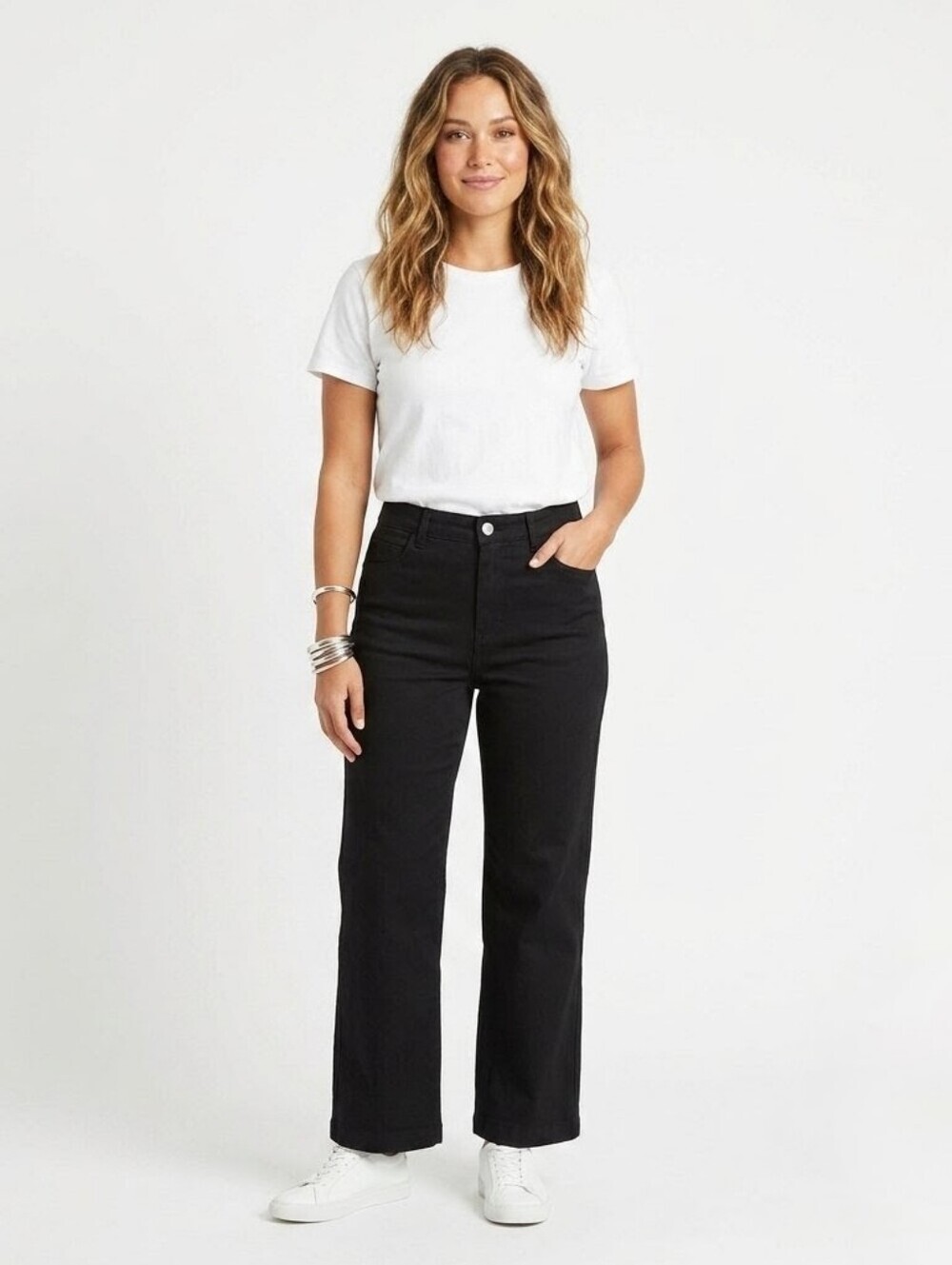 Baukjen Black Wide Leg Crop Pants High Rise Sustainable Sz 6 (UK 10)